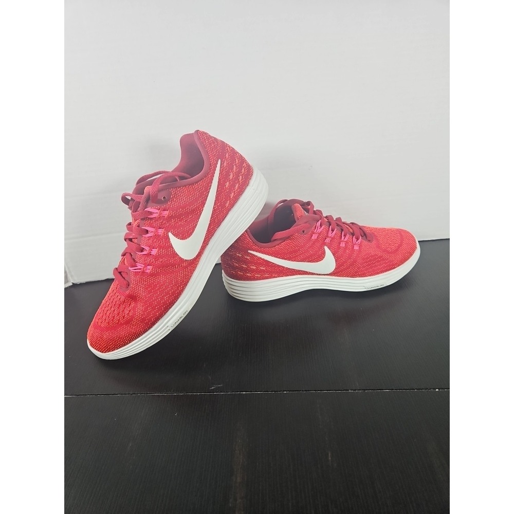 Nike Lunar Tempo 2 Flyknit Running Shoes Women's 6 Red Sneakers 818098-602